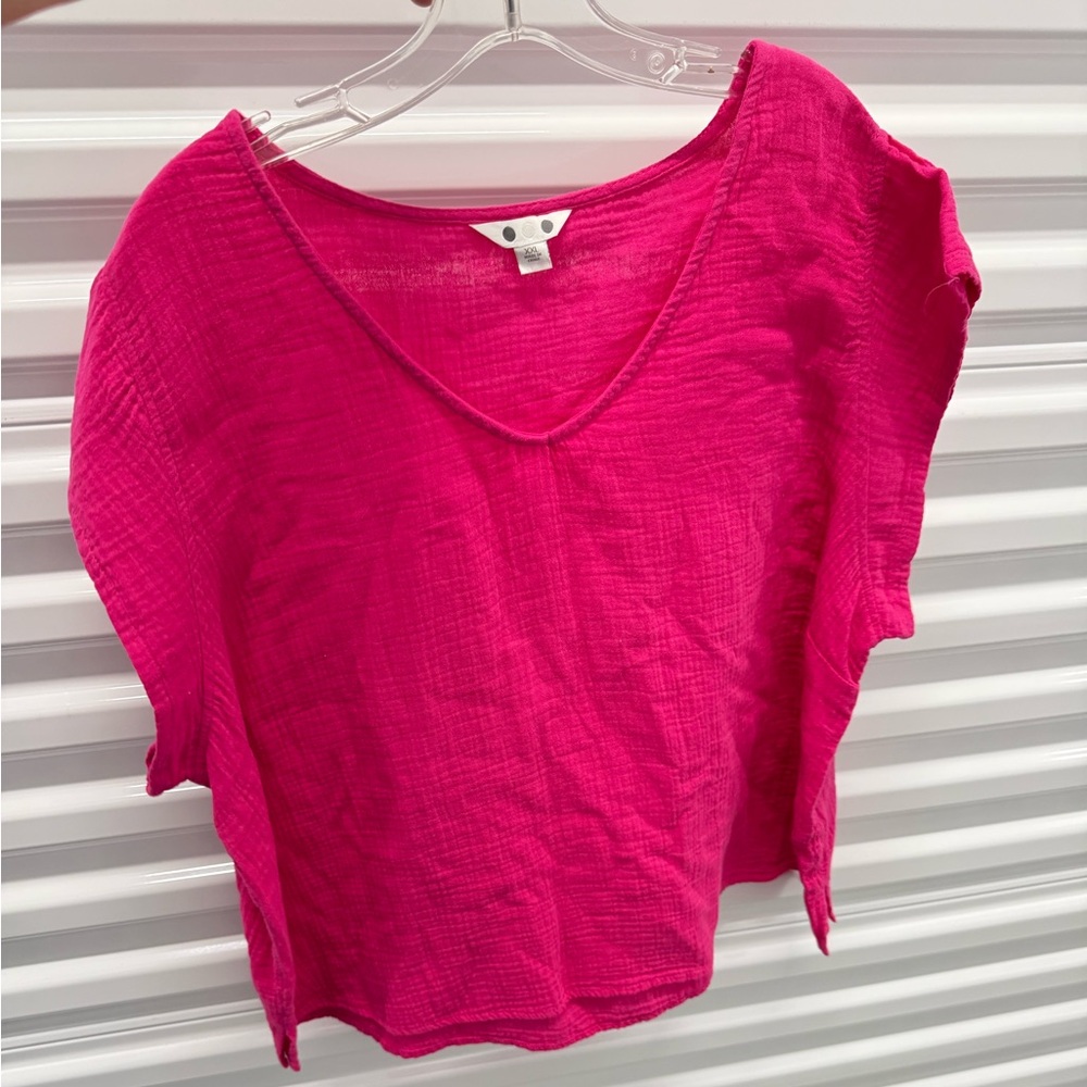 Three Dots pink gauze top XXL